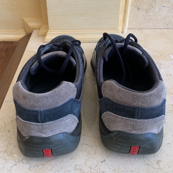 Prada suede sneakers. Sz 11. Blue/grey side w/dark grey mesh.Worn once inside !! - Picture 9 of 12